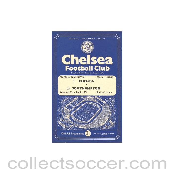 1958 - Chelsea v Southampton official programme 19/04/1958