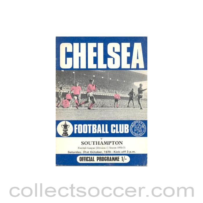 1970 - Chelsea v Southampton official programme 31/10/1970 Football League, half price