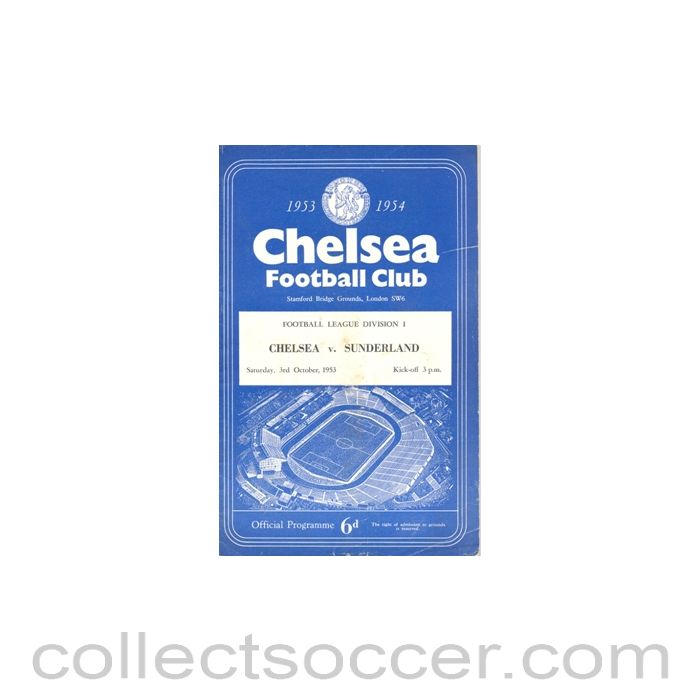 1953 - Chelsea v Sunderland official programme 03/10/1953