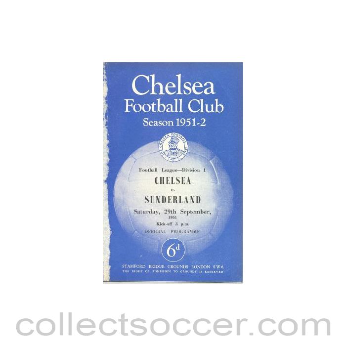 1951 - Chelsea v Sunderland official programme 29/09/1951