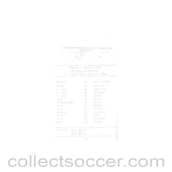 1980 - Chelsea v Swindon Town official programme 23/04/1980 Reserves