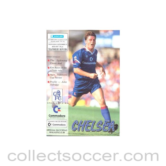 1991 - Chelsea v Tranmere Rovers official programme 25/09/1991