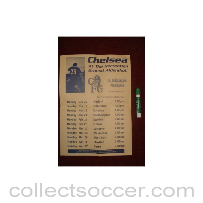 Chelsea at the Recreation Ground Aldershot F.A. Barclaycard Premiership Premier Reserves poster