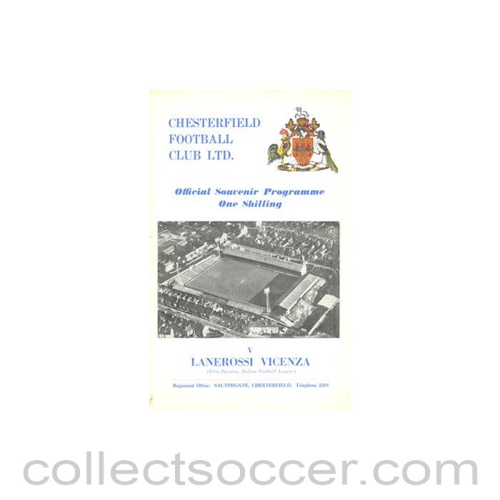 1970 - Chesterfield v Lanerossi Vicenza official programme 05/05/1970 Anglo-Italian Inter League Clubs Competition