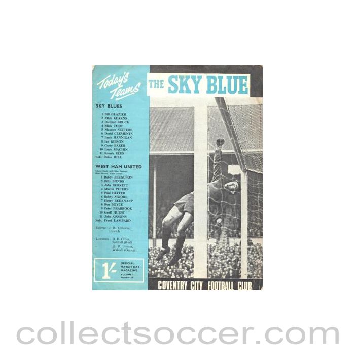1967 - Coventry City v West Ham United official programme 08/12/1967 Football League