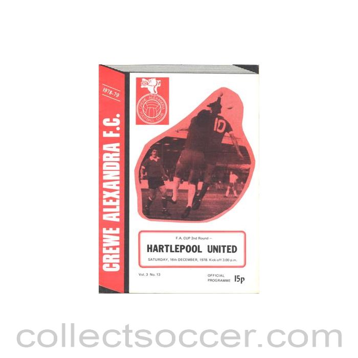 1978 - Crewe Alexandra v Hartlepool United official programme 16/12/1978 F.A. Cup