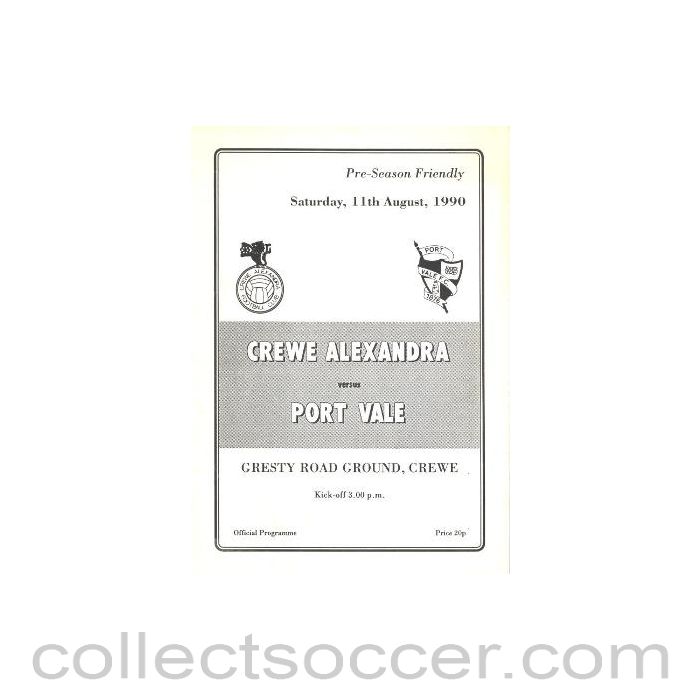 1990 - Creve Alexandra v Port Vale official programme 11/08/1990