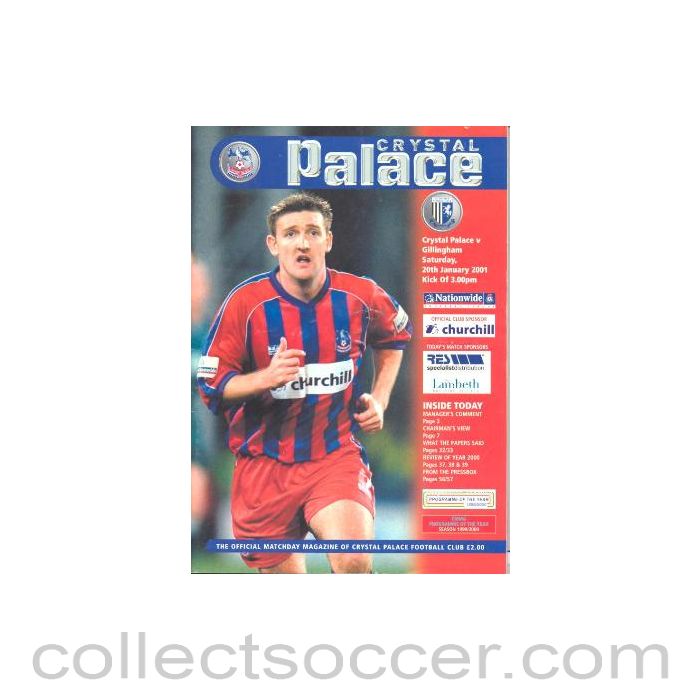 2001 - Crystal Palace v Gillingham official programme 20/01/2001