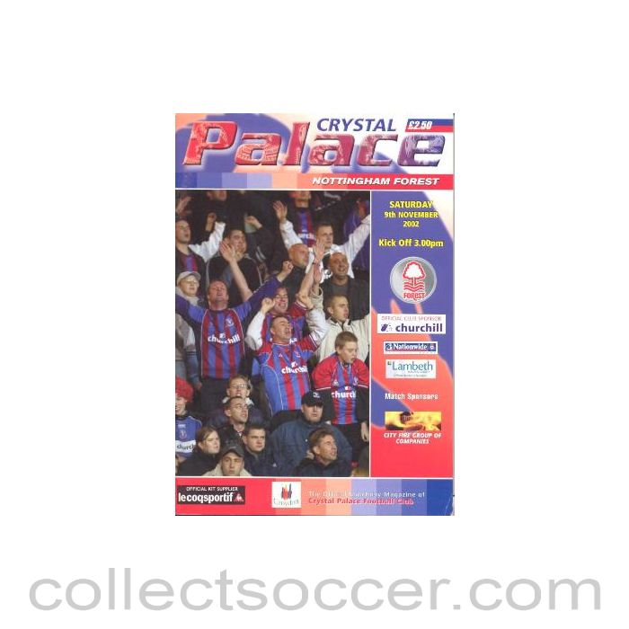 2002 - Crystal Palace v Nottingham Forest official programme 09/11/2002