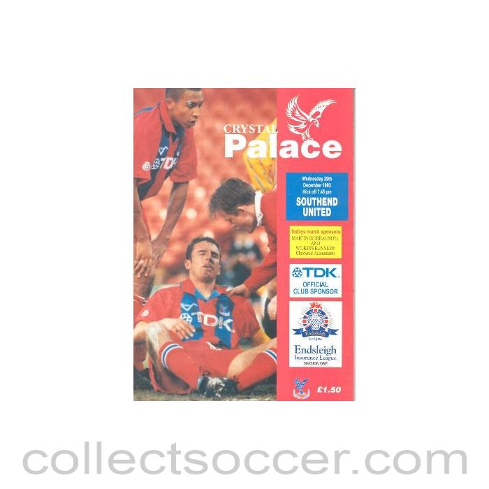 1993 - Crystal Palace v Southend United official programme 29/12/1993