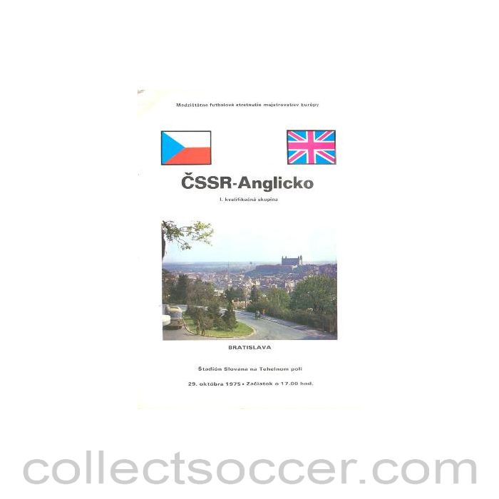 1975 Czechoslovakia v England official programme 29/10/1975, Match played in Bratislava, Slovakia