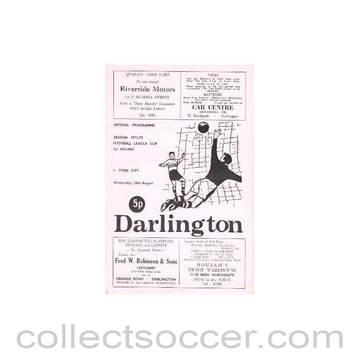 1971 - Darlington v York City official programe 18/08/1971 Football League