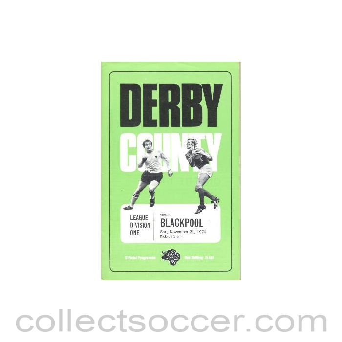 1970 - Derby County v Blackpool official programme 21/11/1970 Football League
