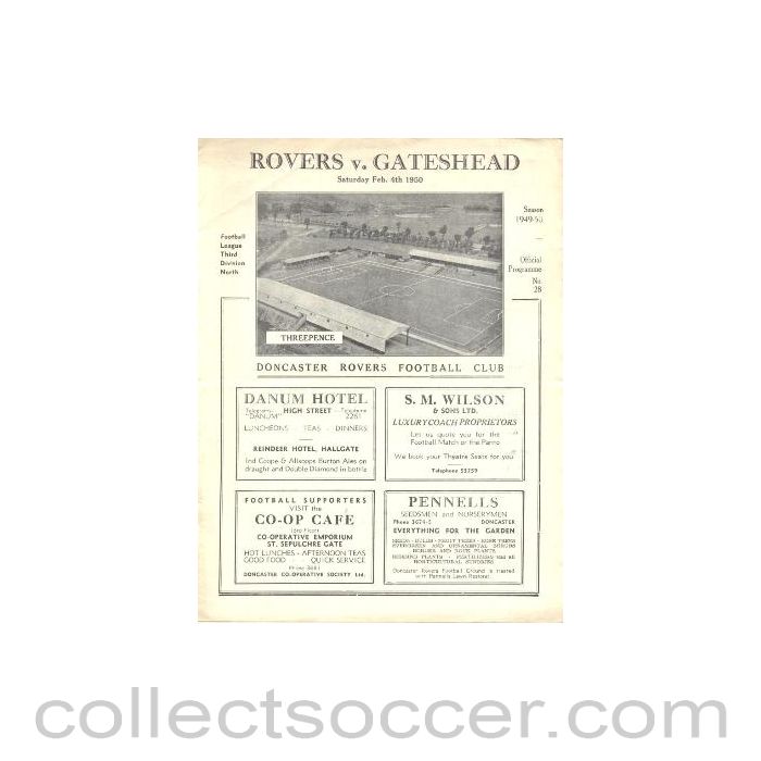 1950 - Doncaster Rovers v Gateshead official programme 04/02/1950