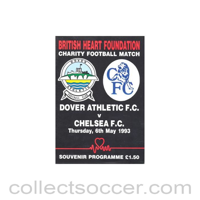 1993 - Dover v Chelsea official programme 06/05/1993 British Heart Fondation Charity Match