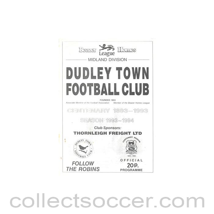 1994 - Dudley Town v Chasetown official programme 10/03/1994 Staffs Senior Cup, Centenary Season