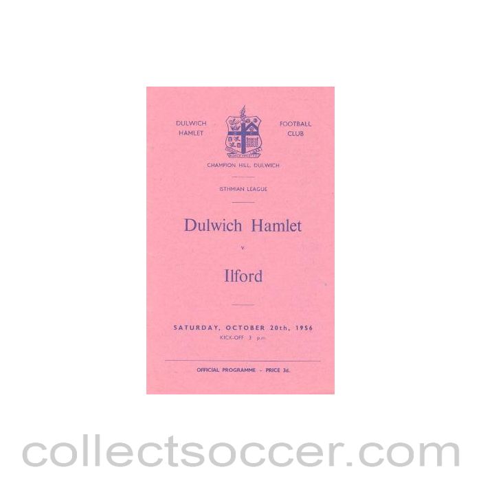 1956 - Dulwich Hamlet v Ilford official programme 20/10/1956