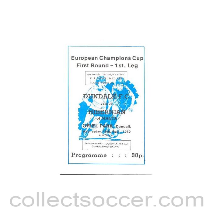 1979 - Dundalk v Hibernian official programme 19/09/1979 European Cup