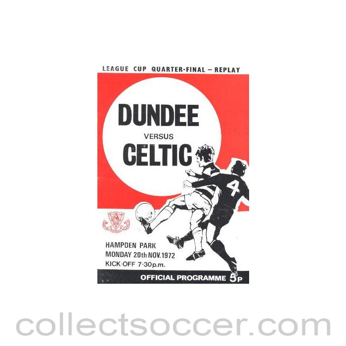 1972 - Dundee v Celtic official programme 20/11/1972 Scottish League Cup