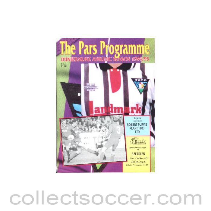 1995 - Dunfermline Athletic v Aberdeen official programme 25/05/1995 Bell's League Premier Division Play-Off