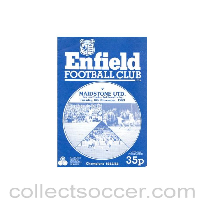 1983 - Enfield v Maidstone United official programme 08/11/1983 Bob Lord Trophy
