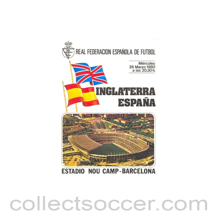 1980 Spain v England official programme 26/03/1980