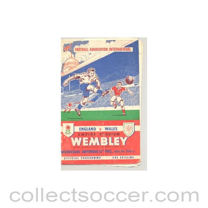 1952 England v Wales official programme 12/11/1952, half price
