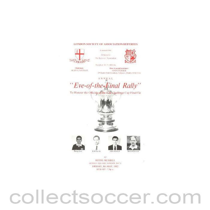 1992 Liverpool v Sunderland FA Challenge Cup Final 09/05/1992 Eve-of-the-Final-Rally programme