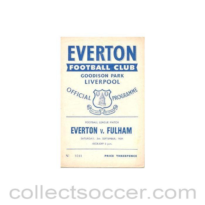 1959 - Everton v Fulham official programme 05/09/1959 Football League