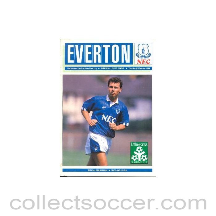 1989 - Everton v Leyton Orient official programme 03/10/1989 Littlewoods Cup