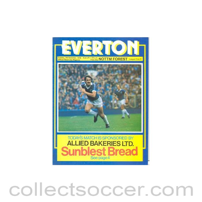 1978 - Everton v Nottingham Forest official programme 07/11/1978 Football League