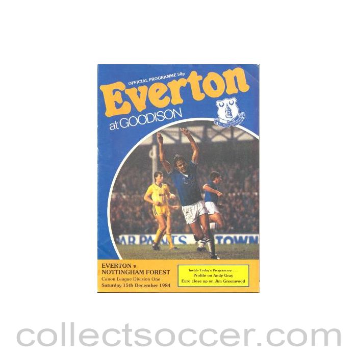 1984 - Everton v Nottingham Forest official programme 15/12/1984 Canon League