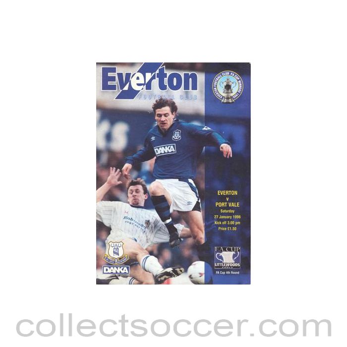 1996 - Everton v Port Vale official programme 27/01/1996 F.A. Cup