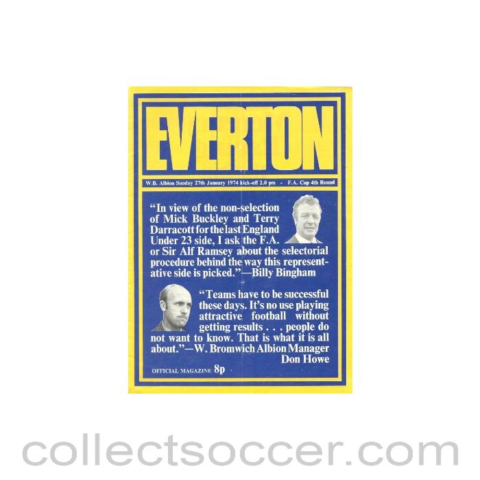 1974 - Everton v West Bromwich Albion official programme 27/01/1974