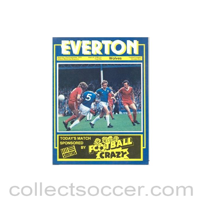 1978 - Everton v Wolverhampton Wanderers official programme 23/09/1978 Football League
