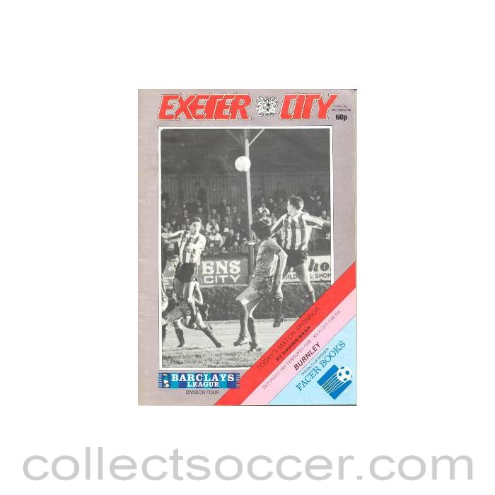 1989 - Exeter City v Burnley official programme 18/02/1989 League