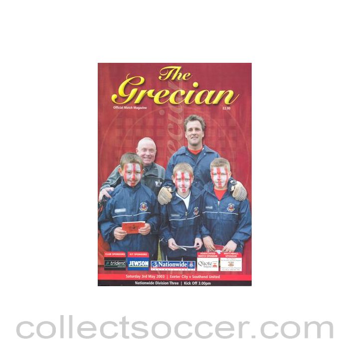 2003 - Exeter City v Southend United official programme 03/05/2003 Football League, Exeter's last match in The League