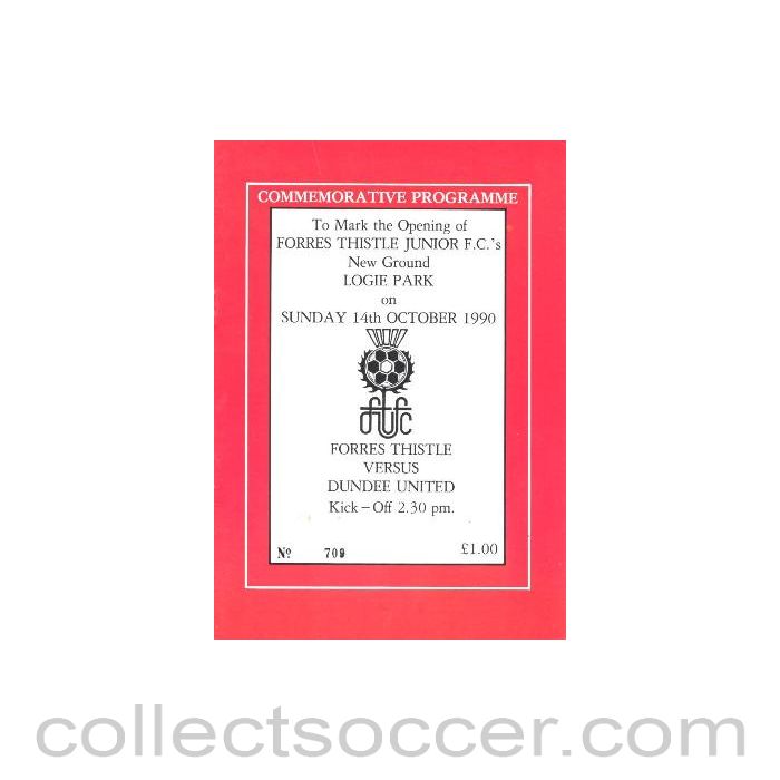 1990 - Forres Thistle v Dundee United official programme 14/10/1990 Friendly