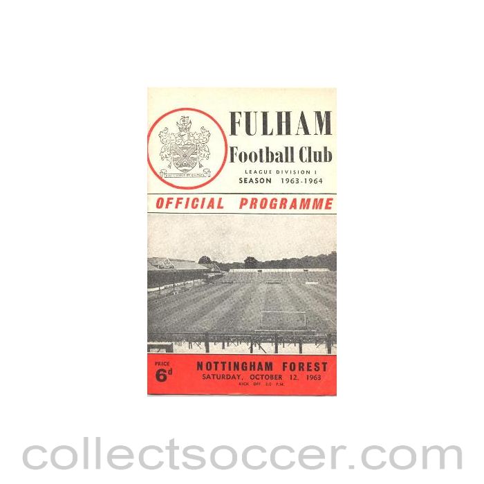 1963 - Fulham v Nottingham Forest official programme 12/10/1963