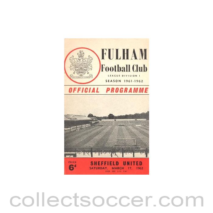 1962 - Fulham v Sheffield United official programme 17/03/1962