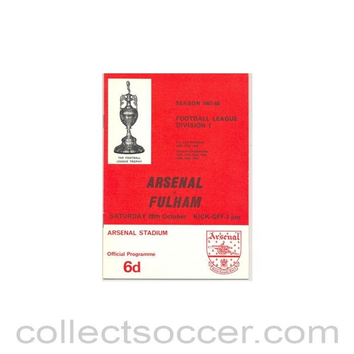 1967 - Arsenal v Fulham official programme 28/10/1967