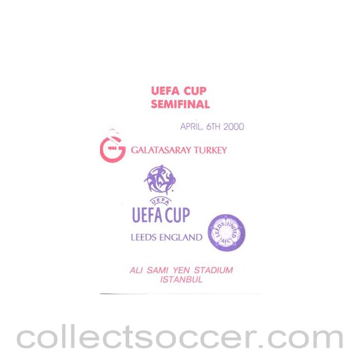 2000 UEFA Cup Semi-Final Galatasaray v Leeds United unofficial programme 06/04/2000 pirate