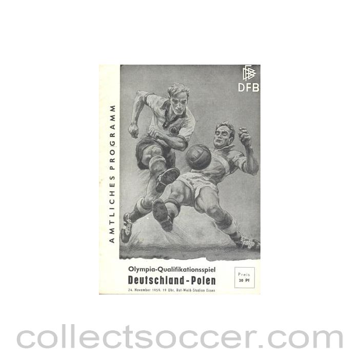 1959 Germany v Poland official programme 24/11/1959 Olympics Qualifier