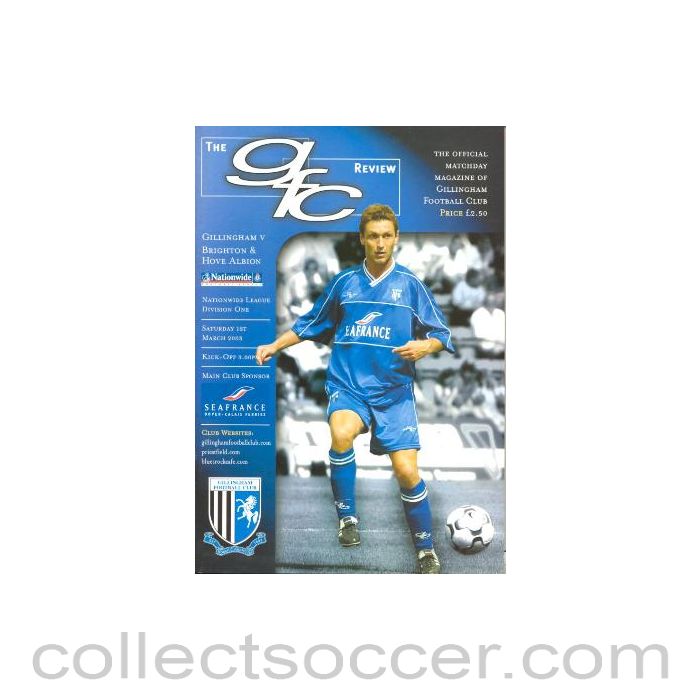 2003 - Gillingham v Brighton & Hove Albion official programme 01/03/2003