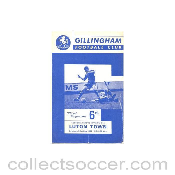 1968 - Gillingham v Luton Town official programme 31/08/1968 Football League