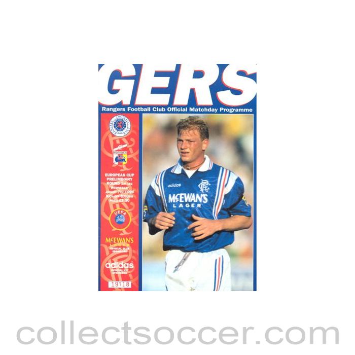 1996 - Glasgow Rangers v Alania Vladikavkaz official programme 07/08/1996 European Cup