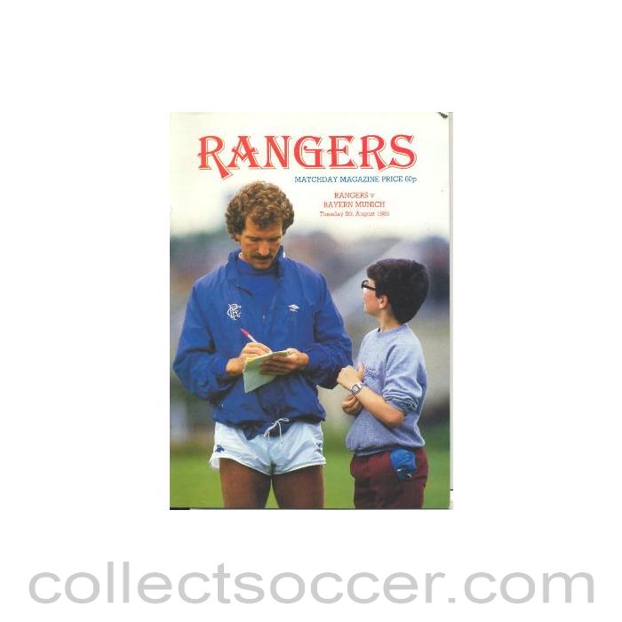 1986 - Glasgow Rangers v Bayern Munich official programme 05/08/1986