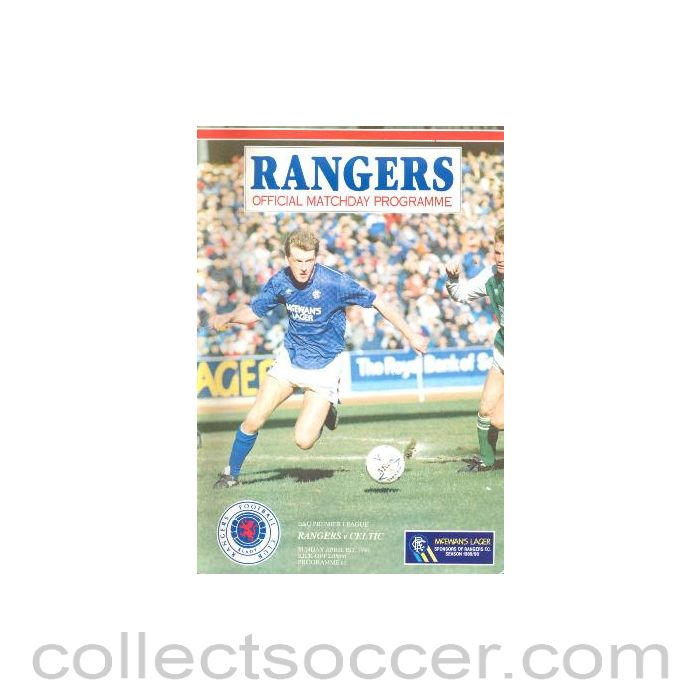 1990 - Glasgow Rangers v Celtic official programme 01/04/1990 B & Q Premier League