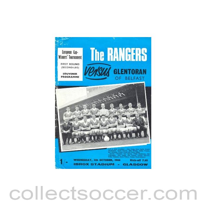 1966 - Glasgow Rangers v Glentoran official programme 05/10/1966