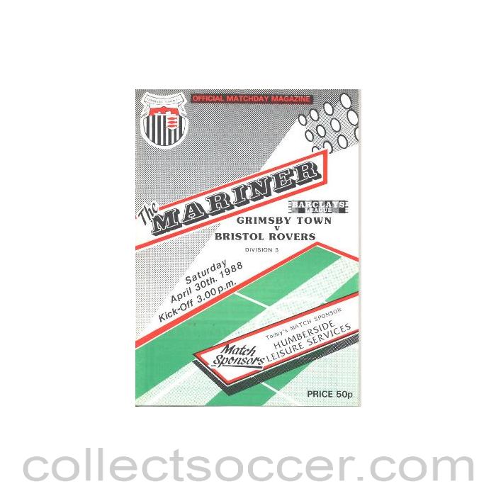 1988 - Grimsby Town v Bristol Rovers official programme 30/04/1988 League